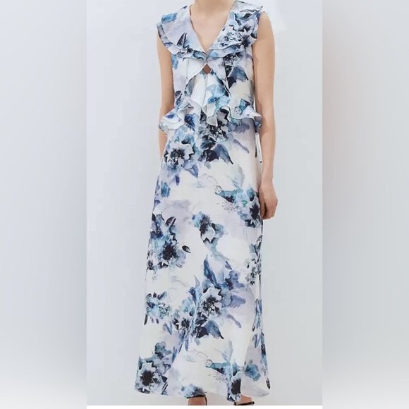 H&M • Blue Floral Maxi Dress • Size L • NWT - Picture 1 of 9